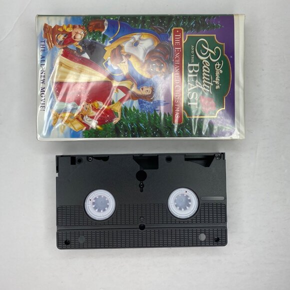 Vintage Disneys Beauty And Beast The Enchanted Christmas VHS Tape Clamshell CAse - Picture 6 of 10